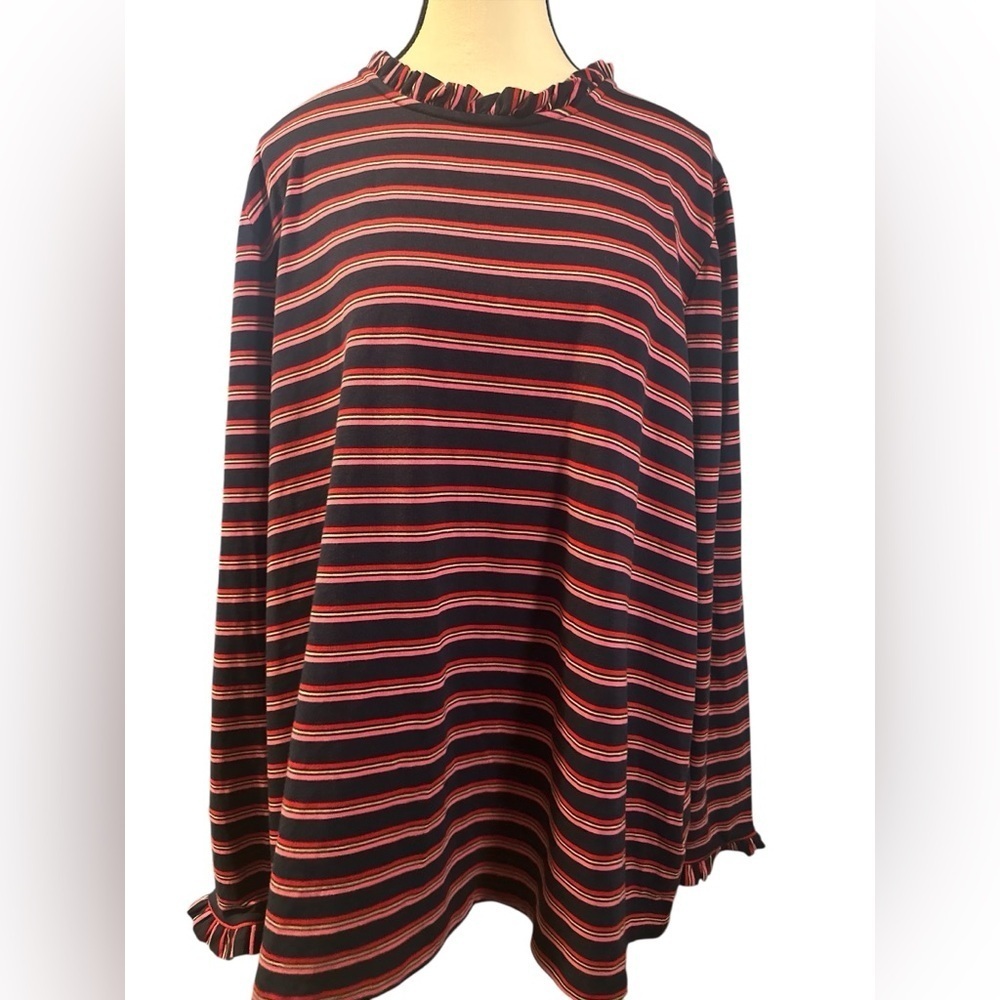 Caslon Striped Long Sleeve Blouse - Red and Blue - Picture 9 of 9